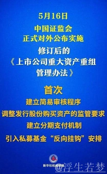 事关并购重组!资本市场又一重磅新规落地 事关并购重组!资本市场又一重磅新规落地